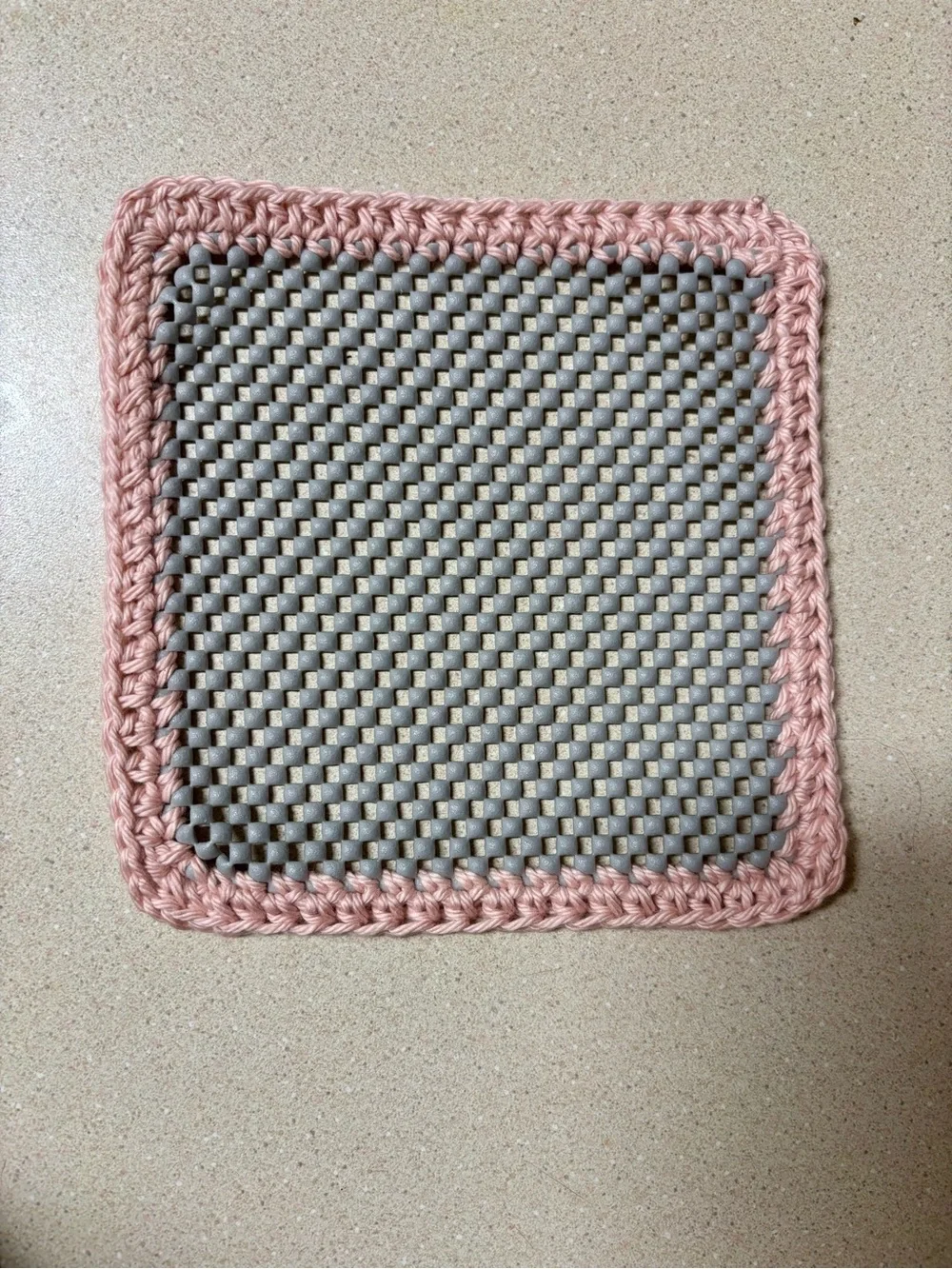 Handmade Jar Grippers with Crochet Edge - Blue & Pink